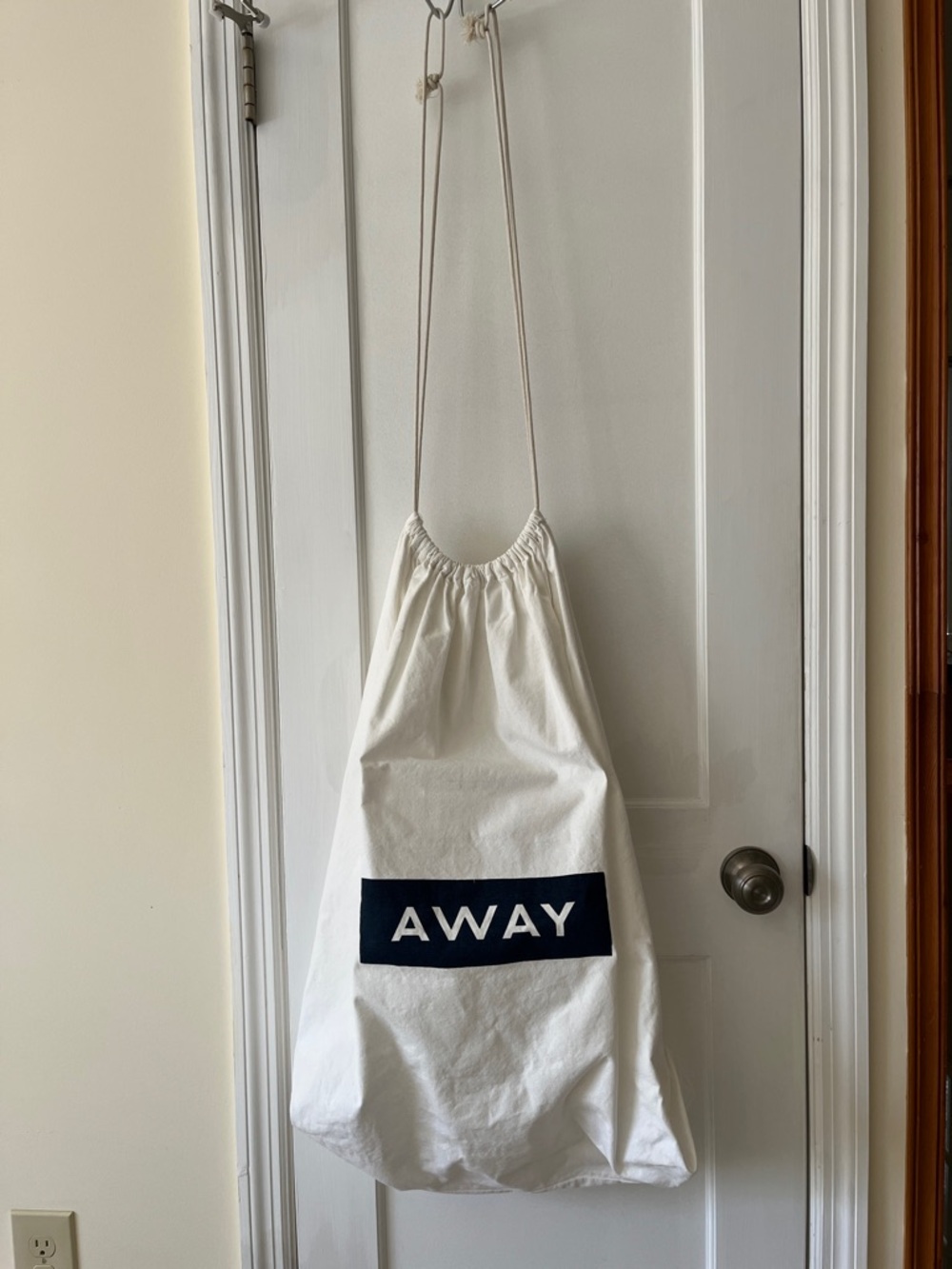 Away Fabric Duster Bag‎ White Duffle Large Tote Navy Logo Travel Storage